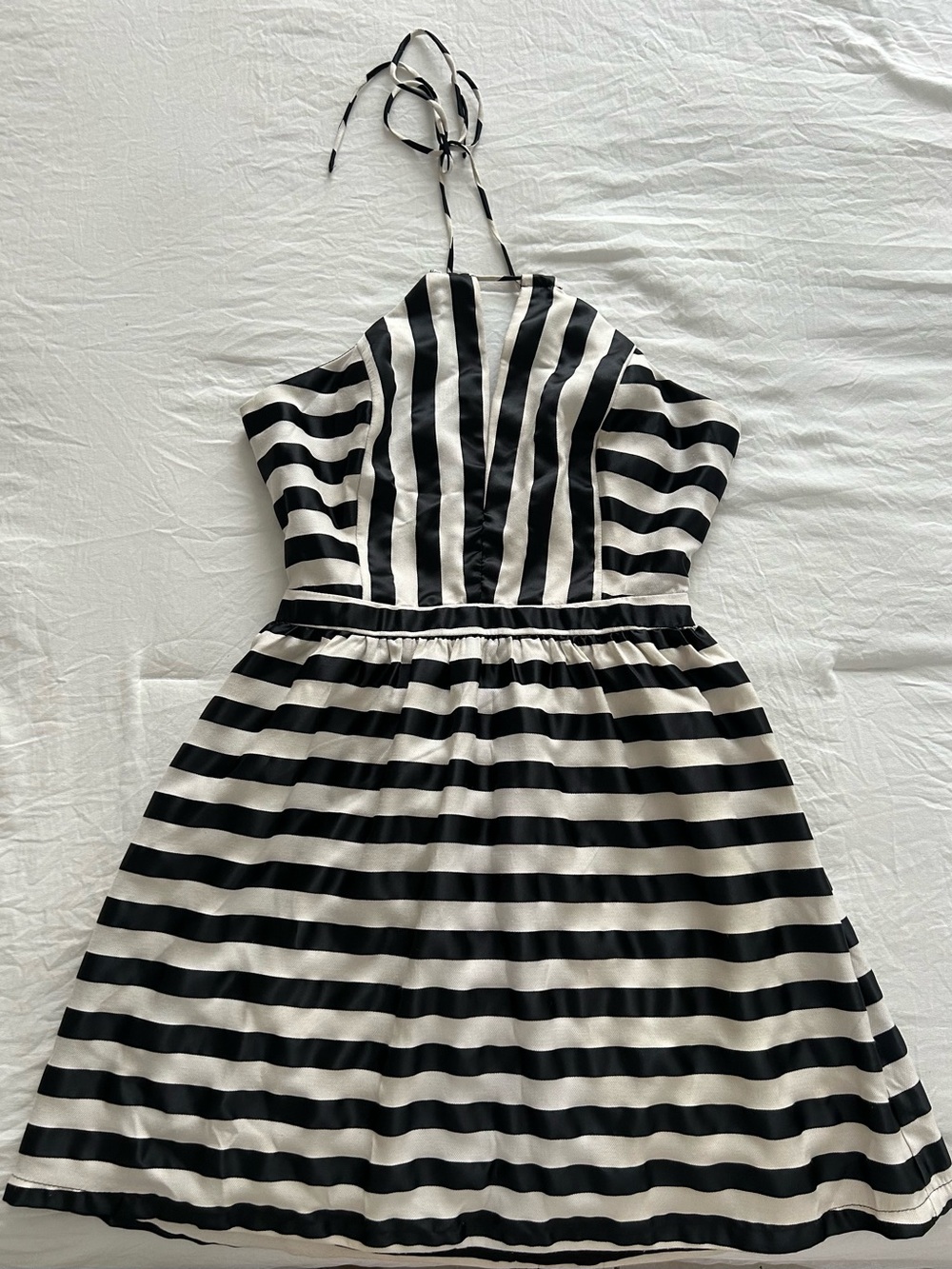 Sugarlips Black and White Striped Halter Mini Dress